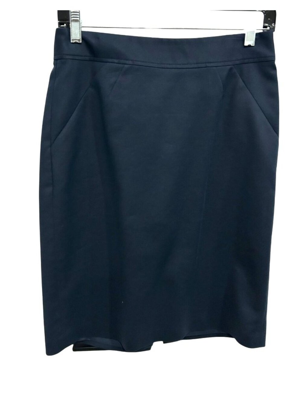 Banana Republic 4 Navy Pencil Skirt Zip Cotton Blend Old Money Timeless Style